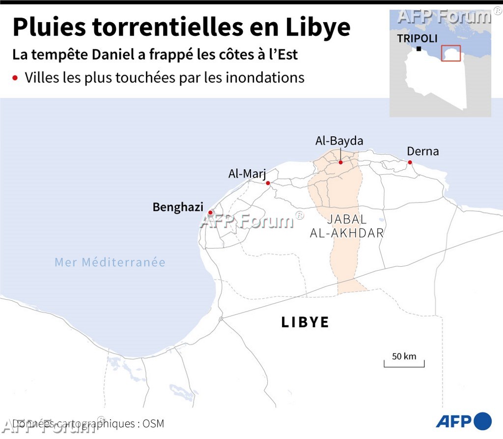 L'est de la Libye a été frappé à son tour par la "tempête Daniel" qui a causé des pluies torrentielles dans l'Est.