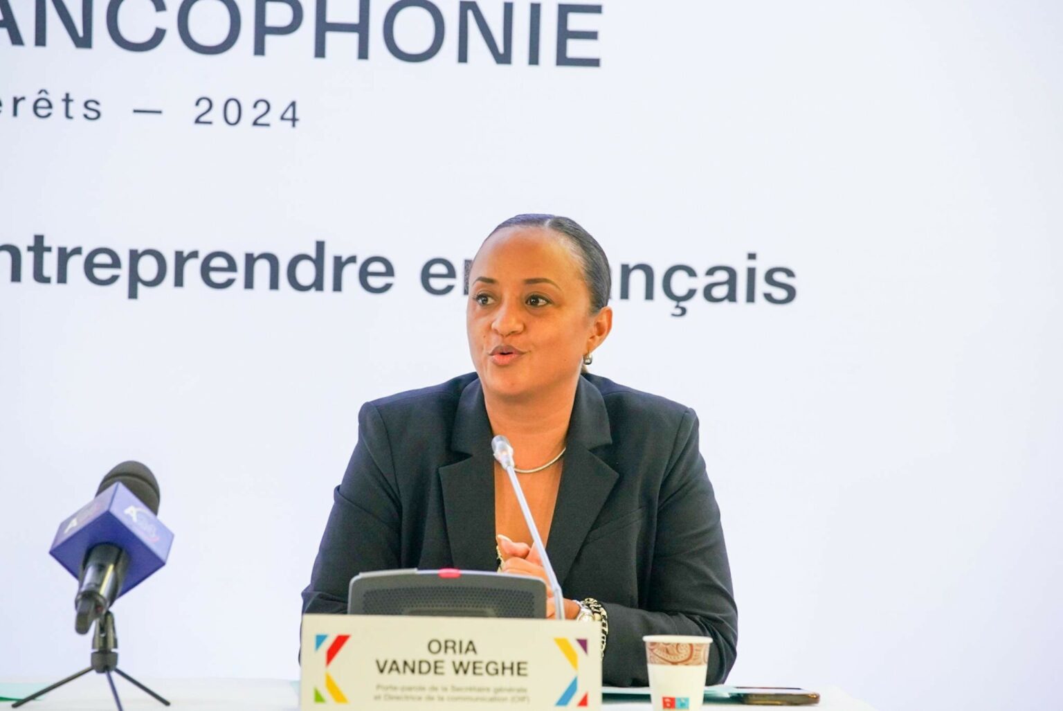 Oria Vande Weghe; Directrice de Communication de l'OIF en conférence de presse ce 17 septembre 2024