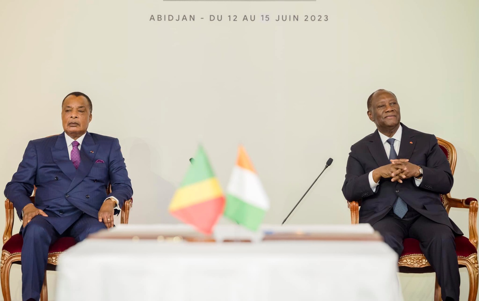 Les présidents Denis Sassou Nguesso et Alassane Ouattara