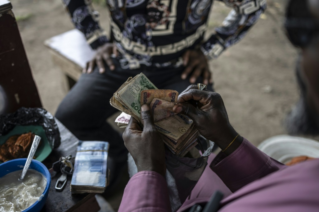 Un homme recompte ses nairas, la monnaie du Nigeria, pays frappé par une crise économique depuis deux ans, le 16 septembre 2024 à Lagos.
