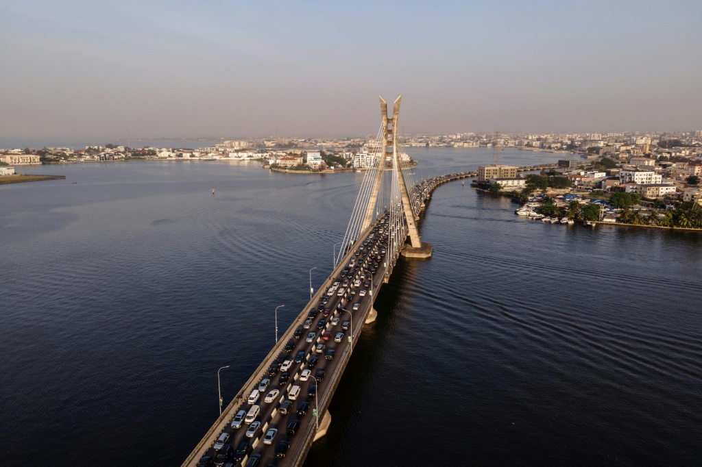 Vue aérienne de Lagos, capitale économique du Nigeria, le 29 novembre 2024.