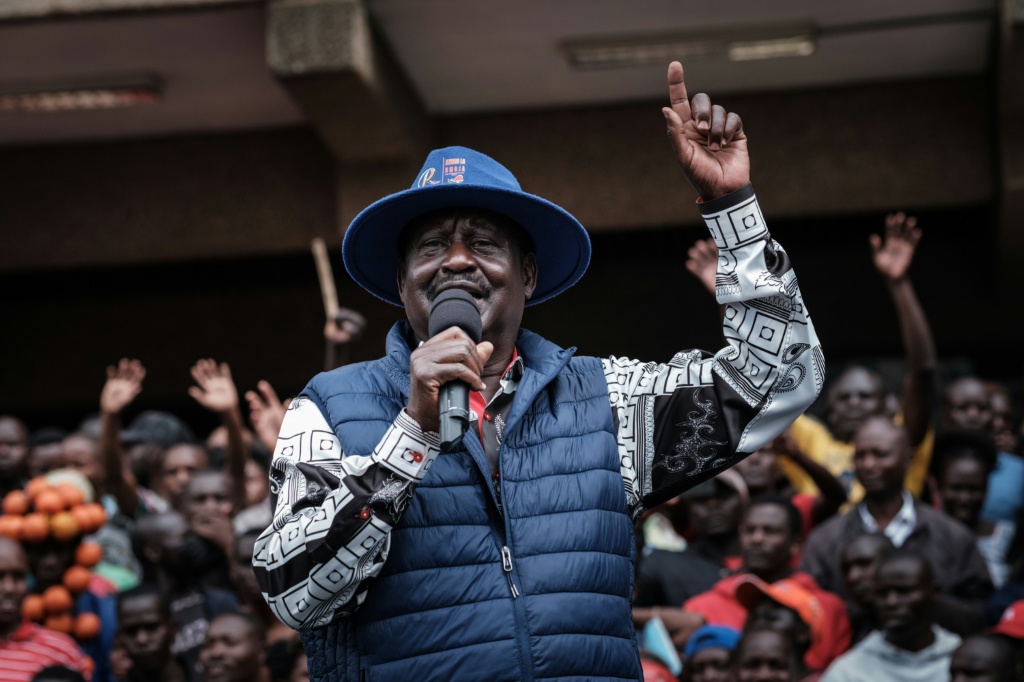 Le candidat défait à la présidentielle, Raila Odinga, s'adresse à ses partisans à Nairobi, le 22 août 2022, après avoir déposé une requête auprès de la plus haute Cour du pays contestant le résultat de l'élection du 9 août 2022 qui a donné la victoire à son rival William Ruto.