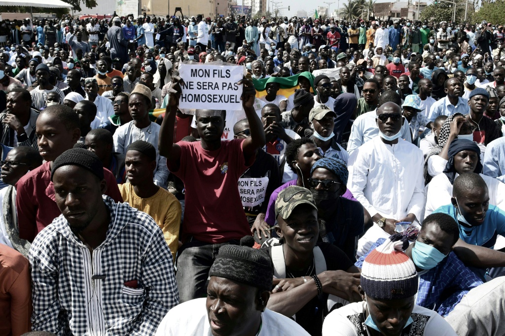 Manifestation contre l'homosexualité à Dakar, au Sénégal, le 23 mai 2021.