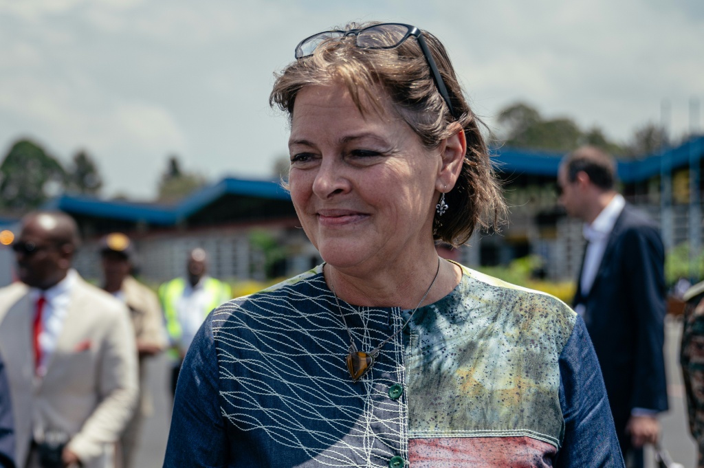 La cheffe par intérim de la Mission des Nations unies en RDC (Monusco), Vivian van de Perre, arrive le 12 février 2026, à l'aéroport international de Goma, fermé depuis la prise de la ville par le groupe armé antigouvernemental M23.