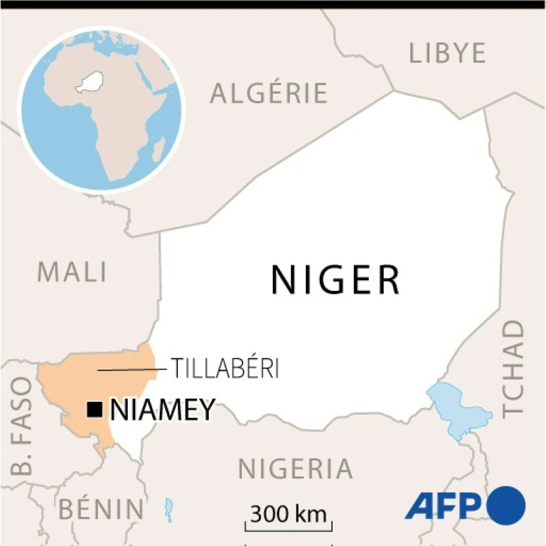 Carte du Niger localisant la région de Tillabéri.