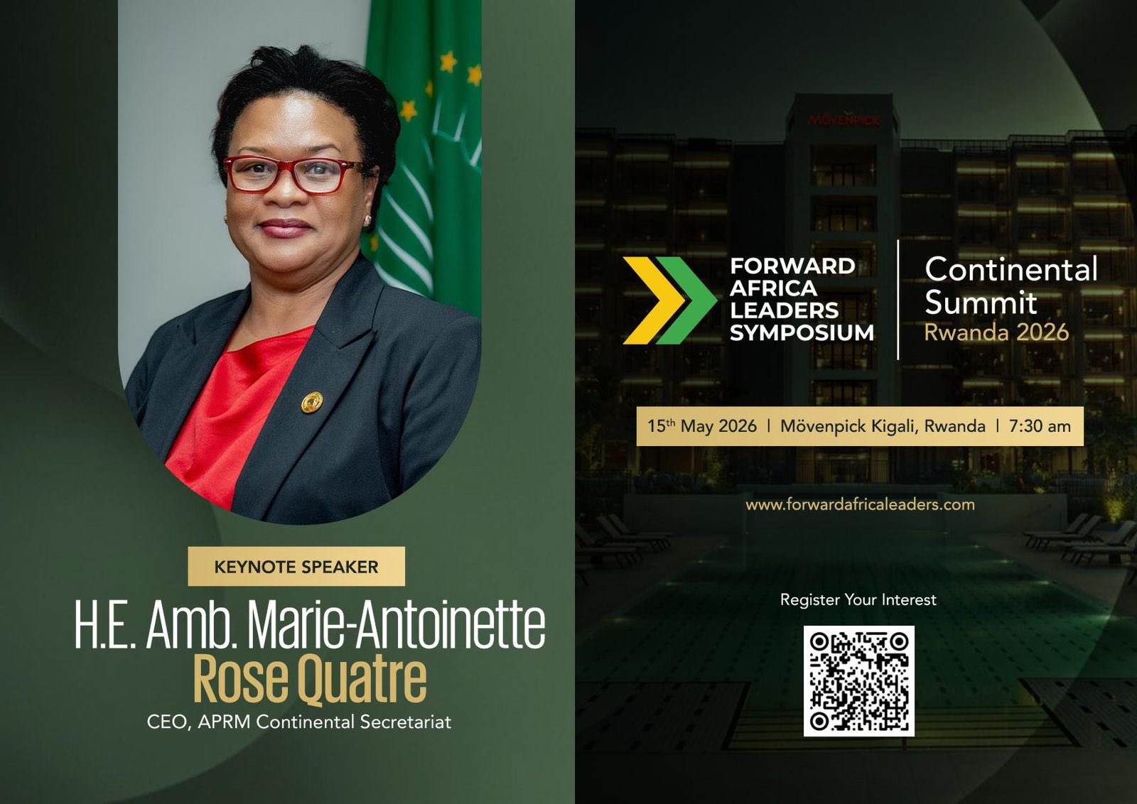 APRM-Forward Africa Leaders Symposium (FALS) Continental Summit, taking place on 15 May 2026 in Kigali, Rwanda.