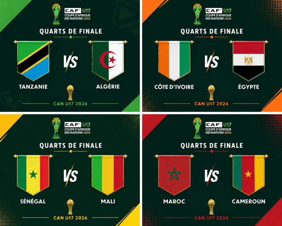 CAN U17 au Maroc: Tableau alléchant des quarts de finale, avec plusieurs enjeux sportifs au menu