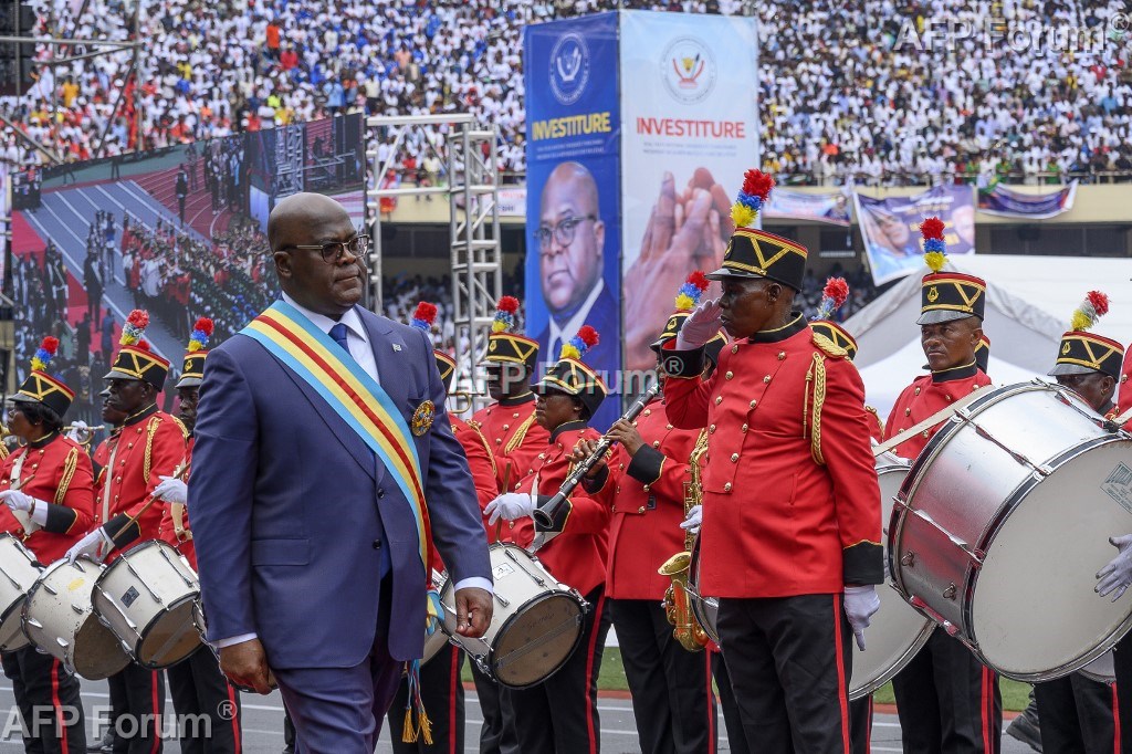 Le Président congolais Felix Tshisekedi lors de sa cérémonie d'investiture pour un deuxième mandat, le 20 janvier 2024 à Kinshasa, en RDC.
