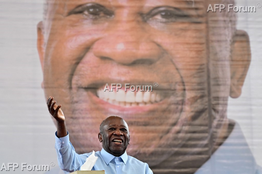 L'ancien Président et président du Parti populaire africain de Côte d'Ivoire (PPA-CI), Laurent Gbagbo, lors de la cérémonie de clôture du premier Congrès de son parti à Abidjan, le 15 mai 2026 en Côte d'Ivoire.