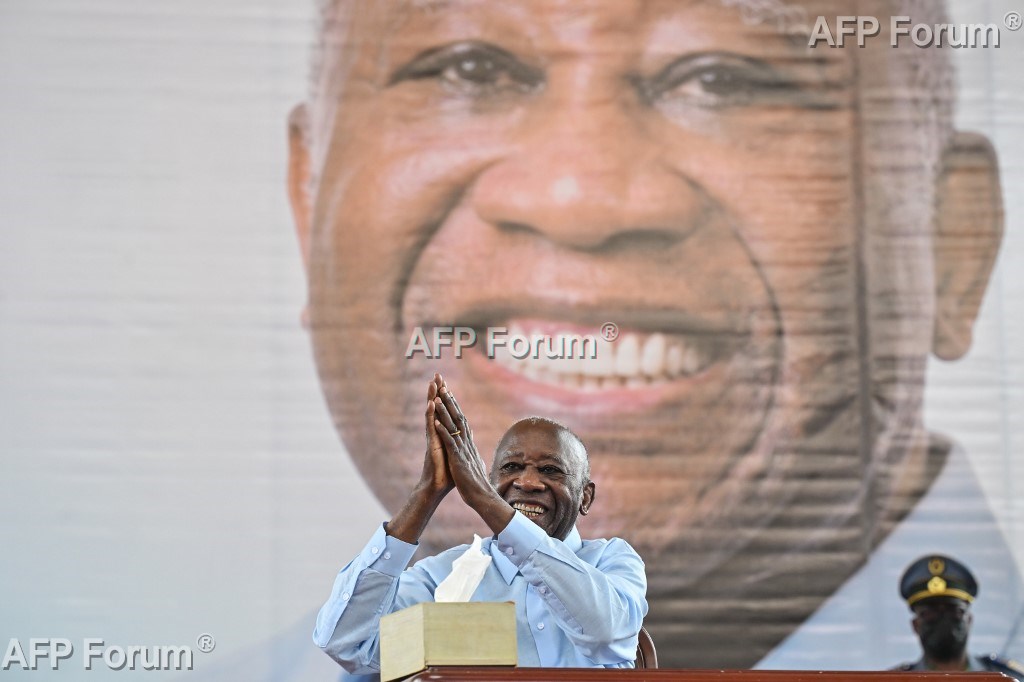L'ancien Président et président du Parti populaire africain de Côte d'Ivoire (PPA-CI), Laurent Gbagbo, lors de la cérémonie de clôture du premier Congrès de son parti à Abidjan, le 15 mai 2026 en Côte d'Ivoire.