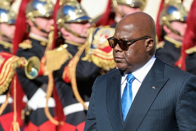 Le Président de la République démocratique du Congo (RDC), Félix Tshisekedi, au palais de l'Elysée, le 25 février 2025, lors d'une visite en France.
