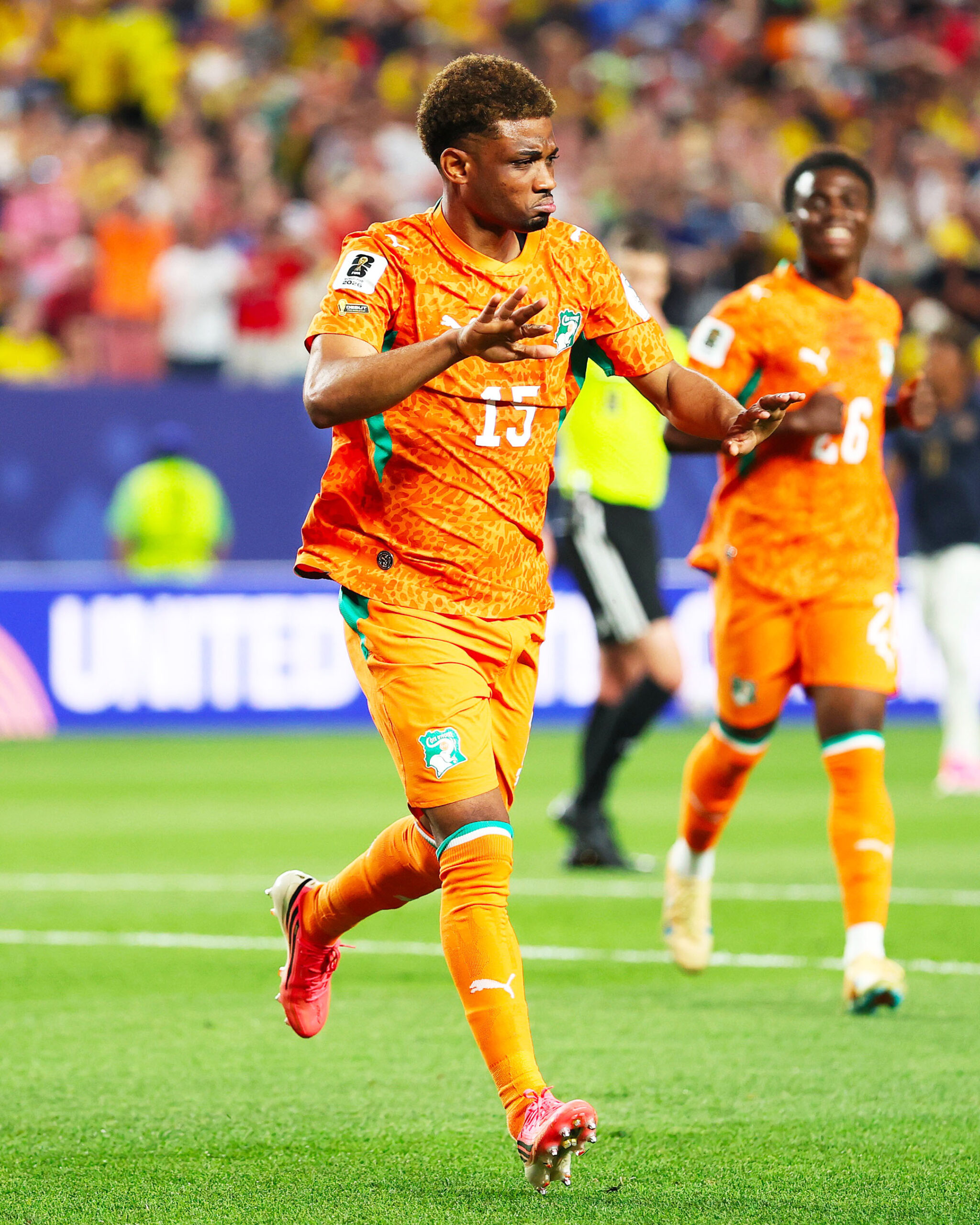Amad Diallo célébrant son but face à l'Equateur ce 15 juin 2026 (photo, FIFA).