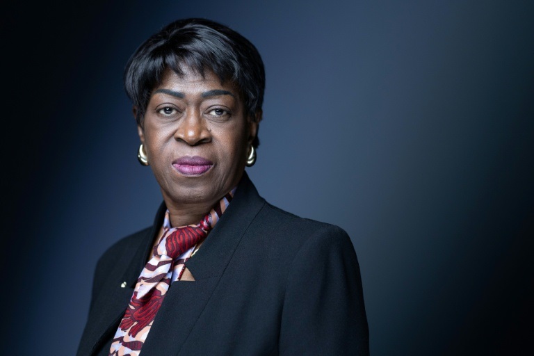 La Congolaise Juliana Lumumba, candidate au poste de Secrétaire Générale de l'Organisation internationale de la Francophonie (OIF) et fille de Patrice Lumumba, figure de l'indépendance du Congo (actuelle RCongo), assassiné en 1961, pose à Paris le 22 mai 2026.