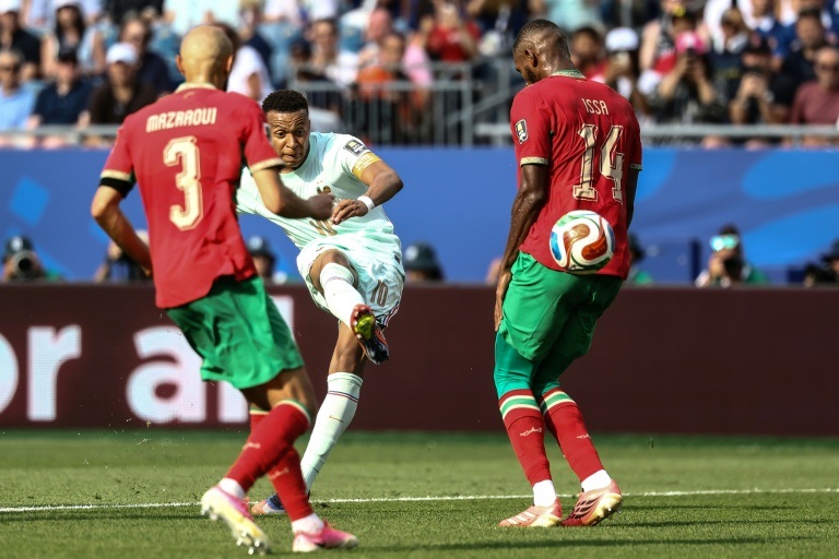 Le capitaine des Bleus Kylian Mbappé ouvre le score à la 60e minute du quart de finale remporté 2-0 par l'équipe de France face au Maroc le 9 juillet 2026 à Foxborough.