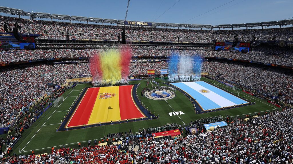 Affiche de la finale du Mondial 2026, Argentine vs Espagne.