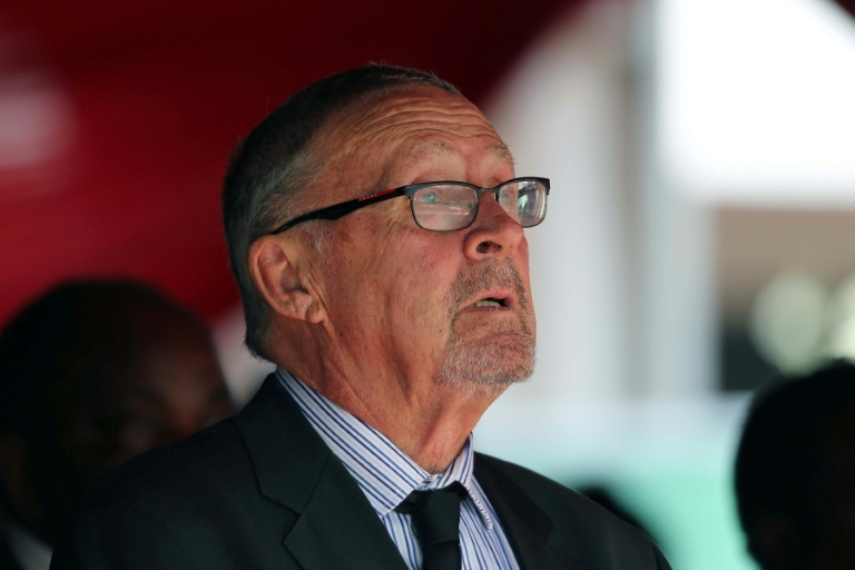 Guy Scott, alors Président par intérim de la Zambie, le 11 novembre 2014 à Lusaka.