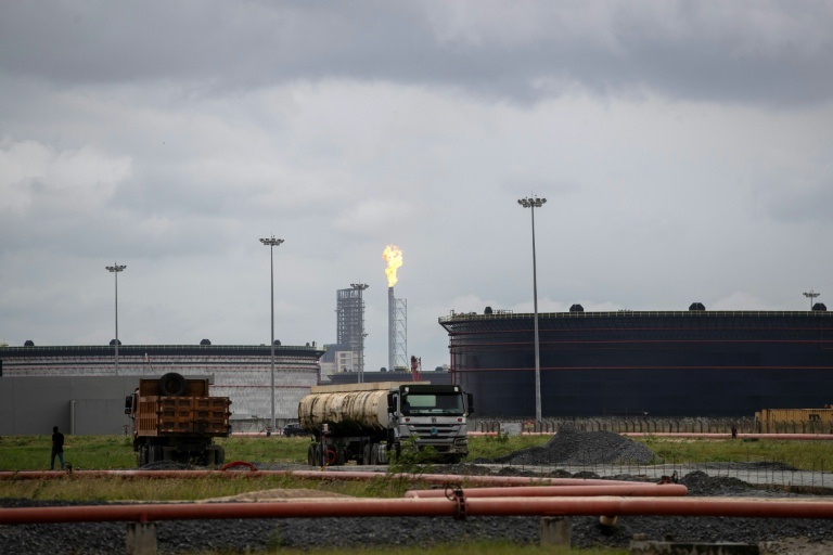 La raffinerie de pétrole Dangote, dans le district d'Ibeju Lekki à Lagos, le 6 avril 2026 au Nigeria.